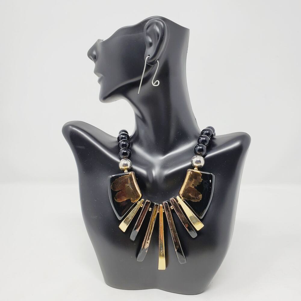 Vintage Beaded Chunky Necklace Made In Japan Maximalist Mod Style Retro